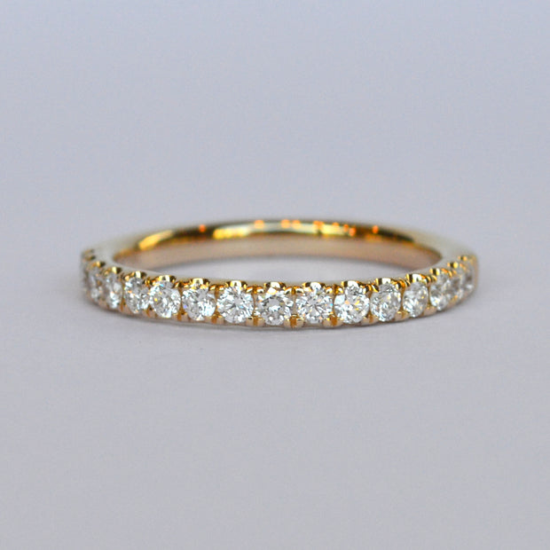 14k Yellow Gold and Diamond Wedding Band