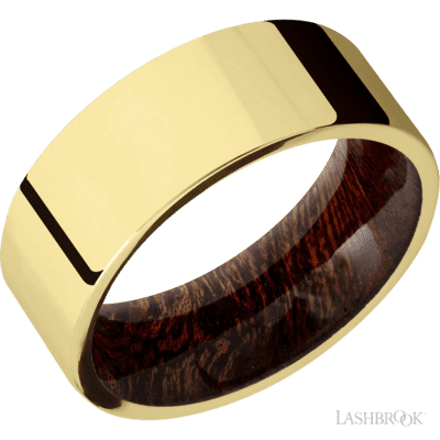 Lashbrook 8 Mm Wide Flat 14K Yellow Gold Band Featuring A Sapele Sleeve