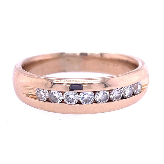 14K Yellow Gold and Diamond Wedding Band