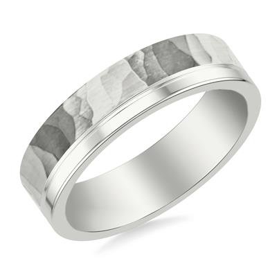 6MM Wedding Band w/Hammer and Brush