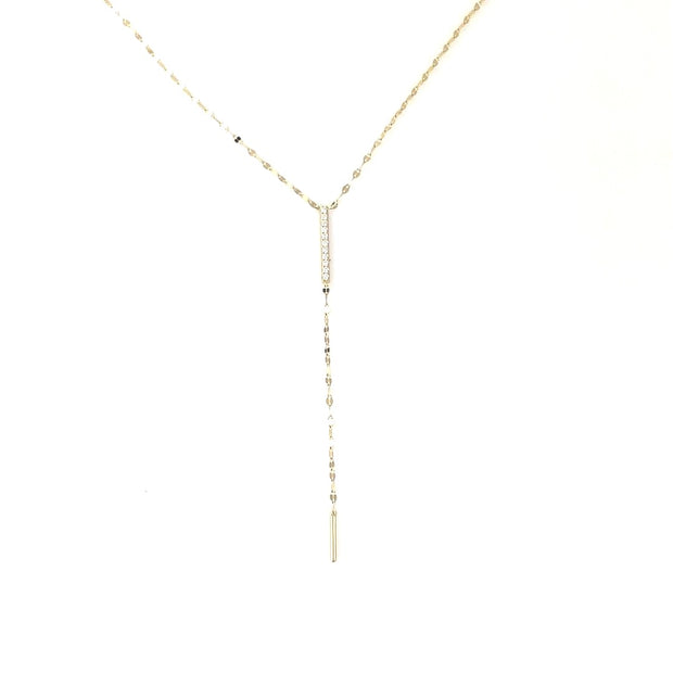 14K Yellow Gold Fancy Link Diamond Y Necklace