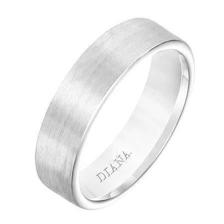 14K White Gold Comfort Fit Goldman Luxe Wedding Band Featuring Satin Finish And Rolled Edge