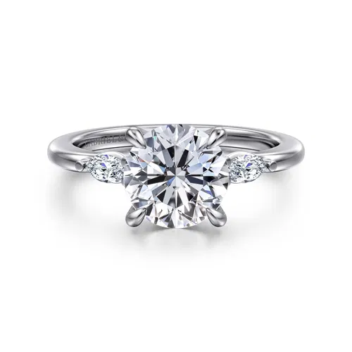 Gabriel & Co 14K White Gold Three Stone Engagement Ring Mounting