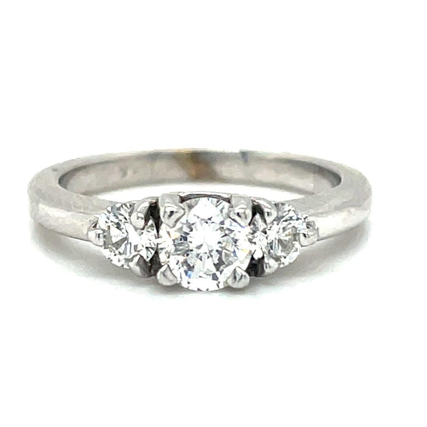 14K White Gold Three Stone Diamond Engagement Ring