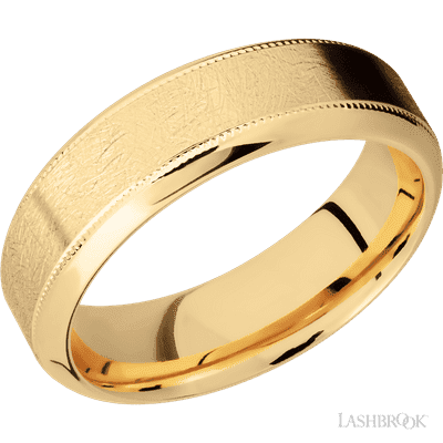 Lashbrook 7 Mm Wide High Bevel Milgrain 14K Yellow Gold Band