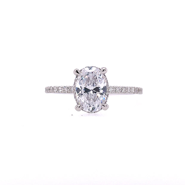 14K White Gold Gabriel & Co. Diamond Engagement Ring Featuring Hidden Halo