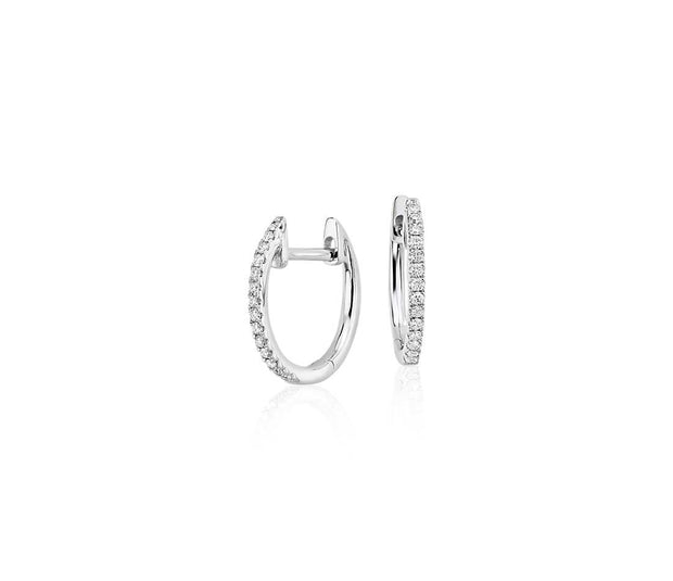 14K White Gold Huggie Hoop Earrings