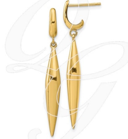 14K Yellow Gold Polished Finish Drop Earrings