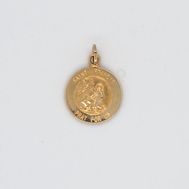 14K Yellow Gold Saint Francis Pendant Charm