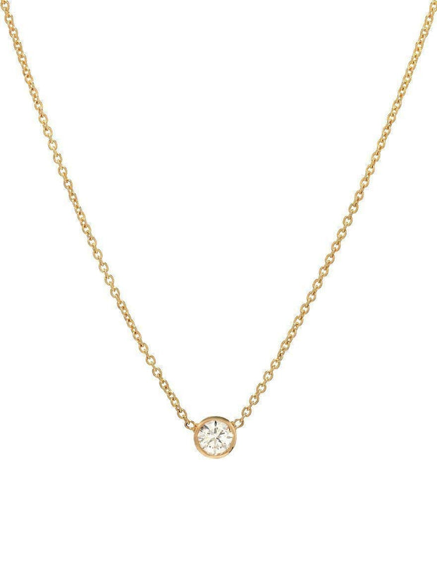14K Yellow Gold Private Label Bezel Set Solitaire Necklace