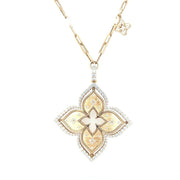 Roberto Coin 18K ROSE GOLD VENETIAN PRINCESS PIROUETTE DIAMOND & MOTHER OF PEARL LARGE FLOWER NECKLACE