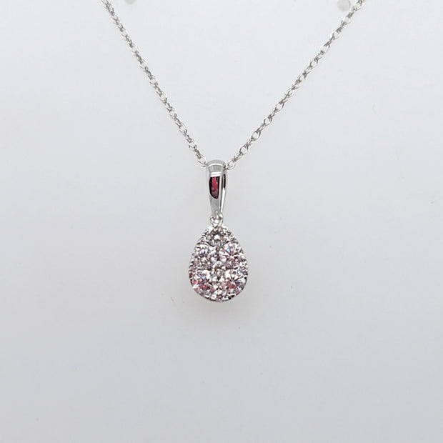 14K White Gold Diamond Cluster Pendant