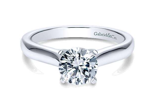 14k White Gold Gabriel & Co. Solitaire Diamond Engagement Ring