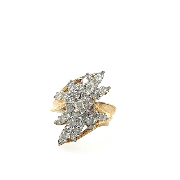 10K Yellow Gold Diamond Cluster Ring