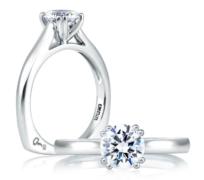 18K White Gold Cathedral Diamond Engagement  Ring