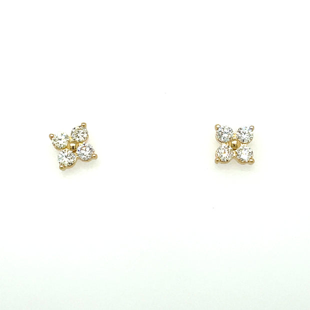 14K Yellow Gold Studs Featuring .80CT Round Diamonds