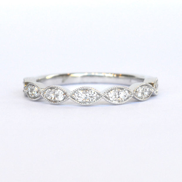 14K White Gold Part Way Around Diamond Wedding Band