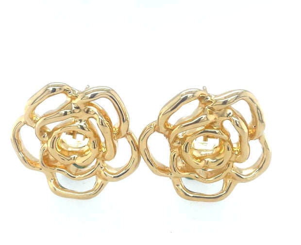 Roberto Coin 18K Yellow Gold Large Melted Rose Earrings
