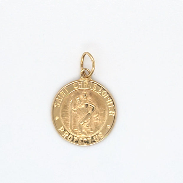 14K Yellow Gold Saint Christopher Pendant Charm