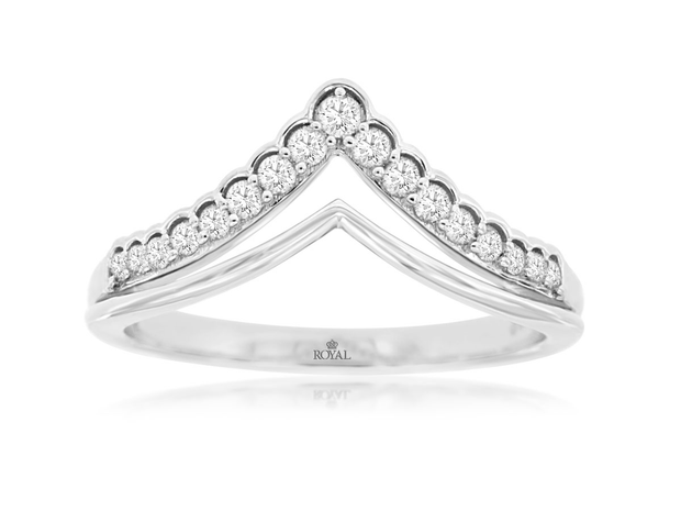 14K White Gold Diamond Contoured Fashion Ring