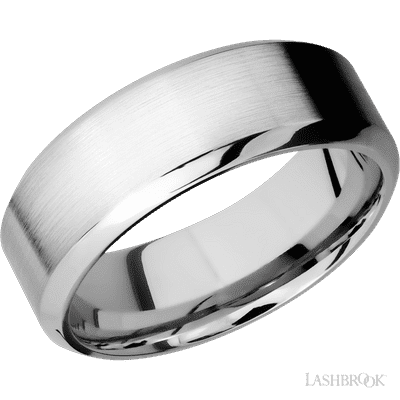 Lashbrook 8 Mm Wide High Bevel 14K White Gold Band