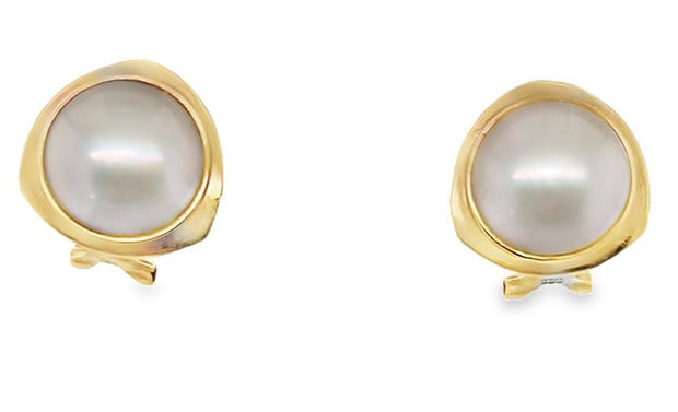 Estate 14k Yellow Gold Pearl Earrings