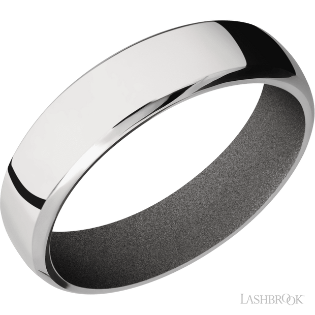 Lashbrook 6 Mm Wide Domed Bevel Cobalt Chrome Band Featuring A Gun Metal Grey Sleeve. Finish Polish.