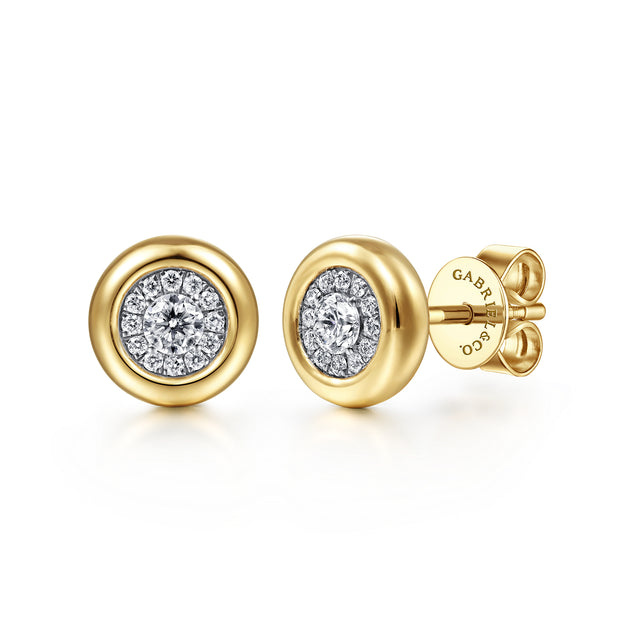 Gabriel & Co. 14K Yellow Gold Diamond Pave Bezel Stud Earrings