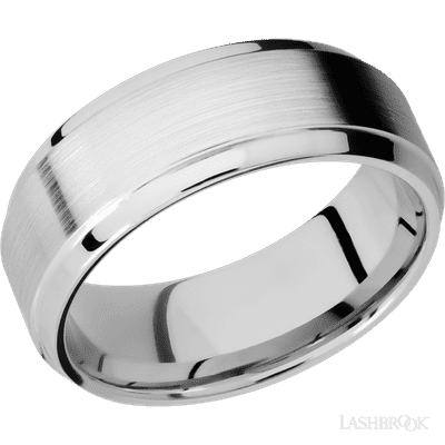 Lashbrook 8 Mm Wide Stepped Bevel 14K White Gold Band