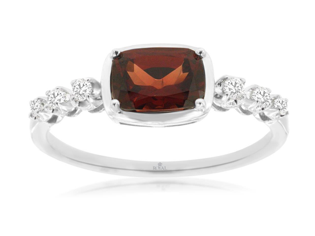 14K White Gold 1 CTW Cushion Cut Garnet Ring