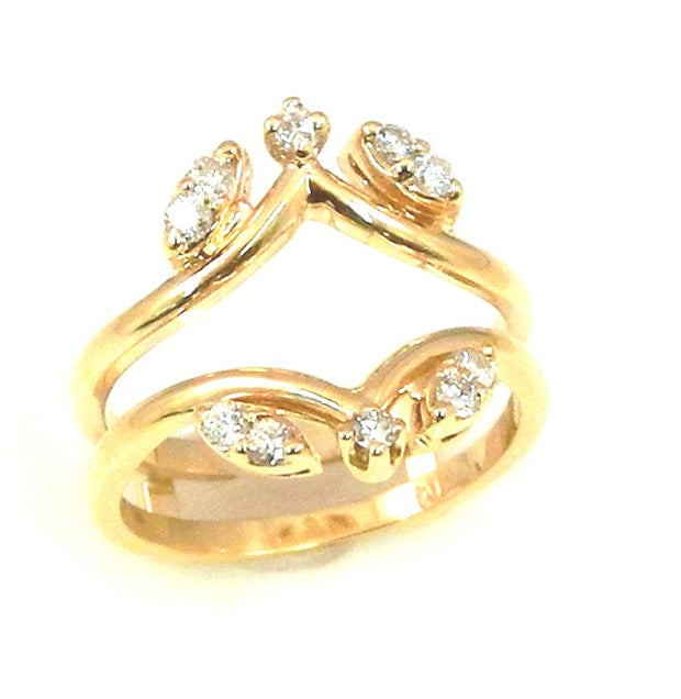 14K Yellow Gold Ring Insert Featuring Round And Marquise Diamonds