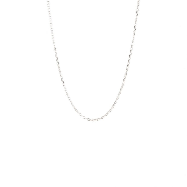 14K White Gold Cable Link Chain Measuring 20 Inches In Length