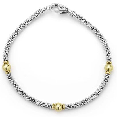 LAGOS Caviar Sterling Silver & 18K Station Bracelet