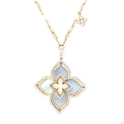 Roberto Coin 18K ROSE GOLD VENETIAN PRINCESS PIROUETTE DIAMOND & MOTHER OF PEARL LARGE FLOWER NECKLACE