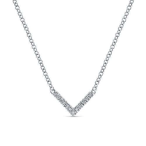 14K White Gold Gabriel & Co Diamond Chevron Necklace