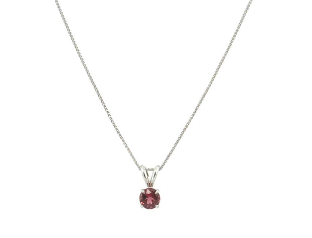 14K White Gold PinkTourmaline Pendant