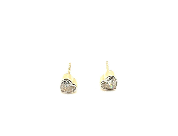 14K Diamond Heart Stud Earrings