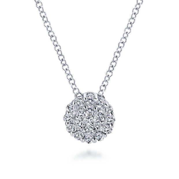 Gabriel m& Co. 14K White Gold Diamond Cluster Necklace