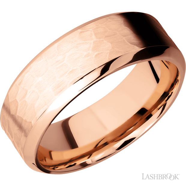 Lashbrook 8 Mm Wide High Bevel 14K Rose Gold Band