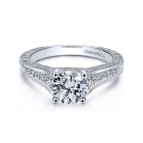 14k White Gold Gabriel & Co.  Diamond Engagement  Ring