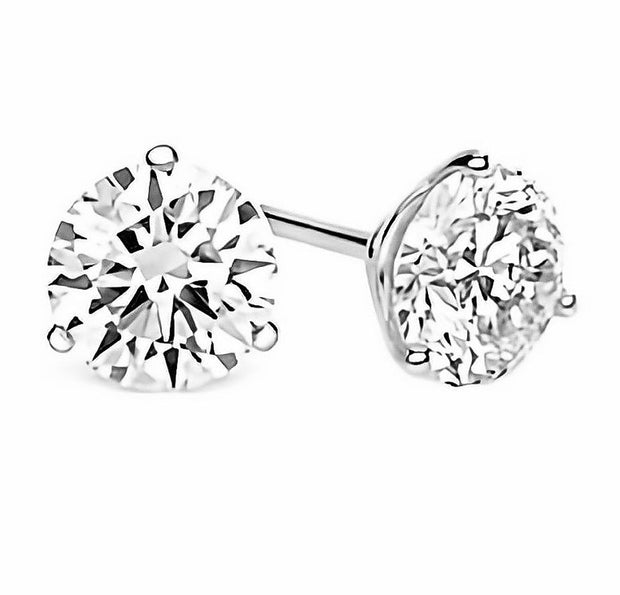 14K White Gold Diamond Stud Earrings .74 TWT