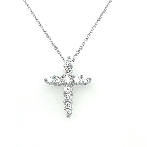 Roberto Coin 18K WHITE GOLD TINY TREASURES DIAMOND TAPERED CROSS NECKLACE