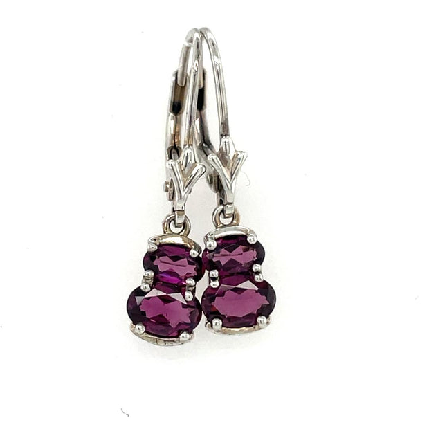 Sterling Silver and Grape Garnet Earrings