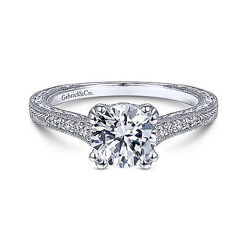 14k White Gold Gabriel & Co. Diamond Engagement  Ring