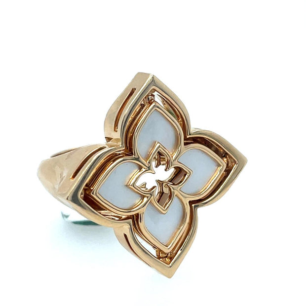 Roberto Coin 18K ROSE GOLD VENETIAN PRINCESS PIROUETTE DIAMOND & MOTHER OF PEARL FLOWER RING