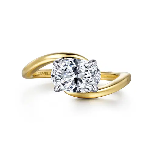Gabriel & Co 14K Two-Tone White Yellow Gold Solitaire Engagement Ring Mounting