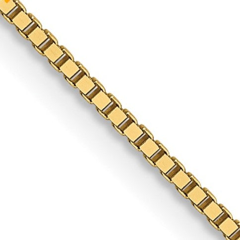 Gold Chain 14K Yellow Gold .8mm Box Chain Lobster Clasp Length 18"