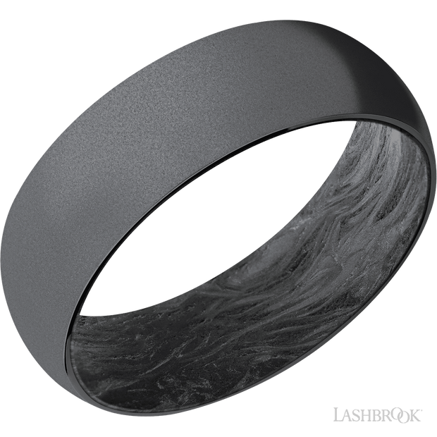 Lashbrook 7 Mm Wide Domed Tantalum Band Featuring A Forged Carbon Fiber Sleeve