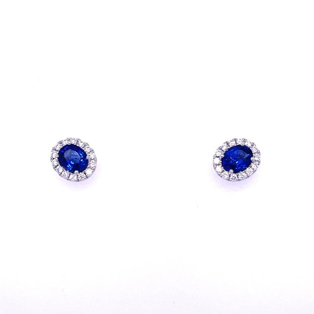 14K White Gold Sapphire and Diamond Gemstone Earrings