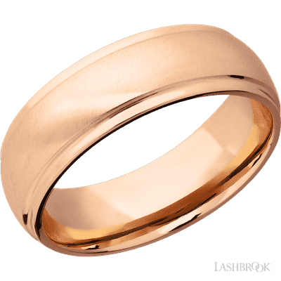 Lashbrook 7 Mm Wide Domed Stepped Down Edges 14K Rose Gold Band